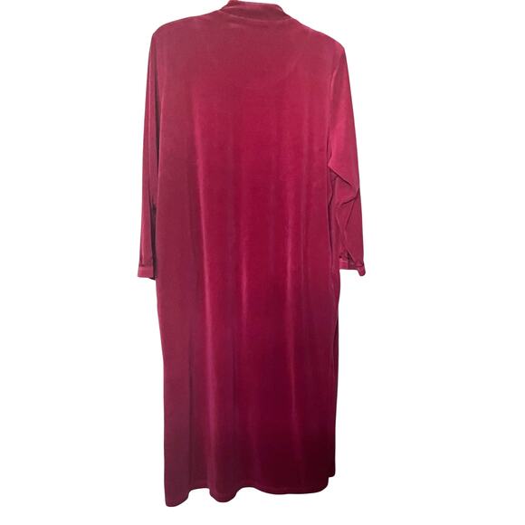 CABERNET WOMAN LONG SLEEVE FULL-LENGTH FLANNEL ROBE, WOMANS, 1X, BURGUNDY - Picture 6 of 12